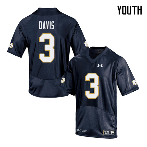 Youth #3 Avery Davis Notre Dame Fighting Irish College Football Jerseys Sale-Navy